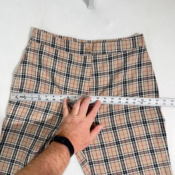 Nasty Gal Collection Pants Woman's 10 Tan Black Red Check Cuffed Legs - Picture 8 of 11